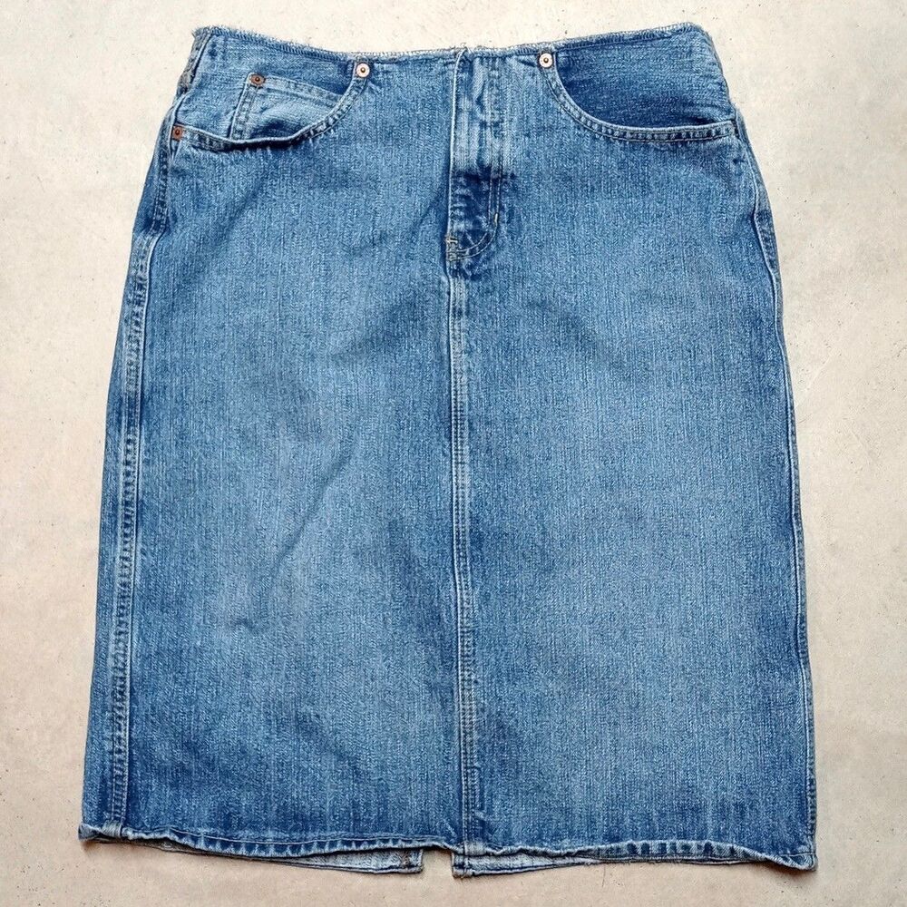 Vintage 90s GAP Jeans Denim Skirt Size 8 Made in USA Pencil Straight Pocket